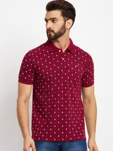 VERO AMORE Conversational Printed Polo Collar Cotton T-Shirt