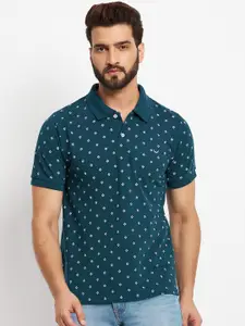 VERO AMORE Geometric Printed Polo Collar Cotton T-shirt