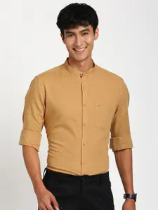 Turtle Band Collar Relaxed Slim Fit Linen Cotton Formal Shirt