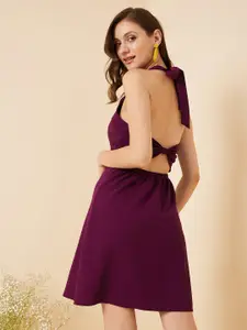 RARE Purple Halter Neck Sheath Mini Dress
