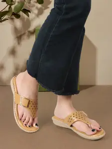 XE Looks Women Doctor Ortho Textured Lightweight Open Toe Flats With Laser Cuts