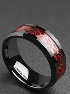 MEENAZ Men Pack Of 2 Silver-Plated Textured Stainless Steel Finger Ring