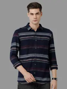 Voi Jeans Horizontal Striped Classic Slim Fit Pure Cotton Casual Shirt