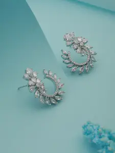 Saraf RS Jewellery Silver-Plated Geometric Studs Earrings