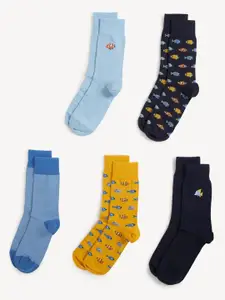 Marks & Spencer Men Pack of 5 Patterned Above Ankle Length Socks