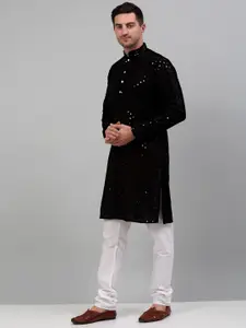 Jompers Sequined Embroidered  Pure Cotton Kurta with Churidar