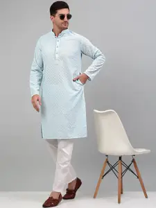 Jompers Mandarin Collar Embroidered Pure Cotton  Kurta
