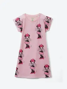 YK Disney Girls Minnie Mouse Printed Cotton A-Line Dress