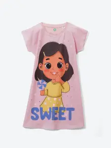 YK Disney Girls Graphic Printed Cotton A-Line Dress
