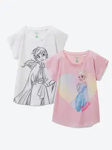 YK Pack Of 2 Elsa & Anna Printed Extended Sleeves Top