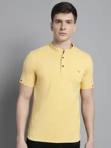 VENITIAN Mandarin Collar Slim Fit Cotton T-Shirt