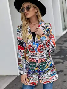 BAESD Women Printed Single Breasted Blazer
