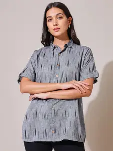 Saaki Ikat Printed Cotton Casual Shirt