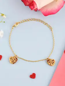 Voylla Women Gold-Plated Hearts Charm Bracelet