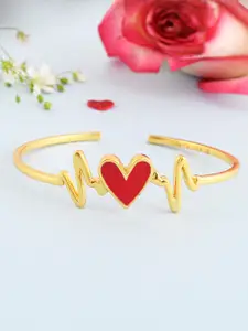 Voylla Gold-Plated Valentine's Day Collection Heartbeats Cuff Bracelet