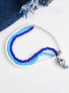 Voylla Silver-Plated Evil Eye Artificial Beads Link Bracelet