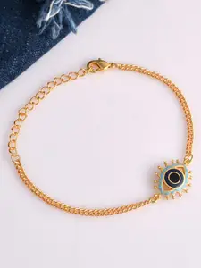 Voylla Gold-Plated Evil Eye Motif Link Bracelet