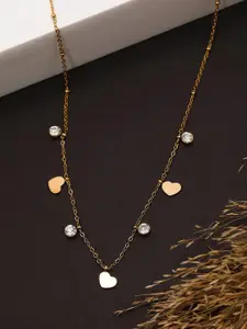 VOGUE PANASH Gold-Plated Cubic Zirconia-Studded Charm Necklace