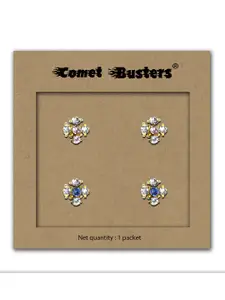 Comet Busters Gold-Plated Contemporary Non Piercing Stick On Stud Earrings