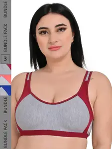 Piylu Pack Of 3 Non Wired Non Padded Cotton T-Shirt  Bra With All Day Comfort