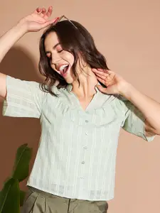 Marie Claire Green Checked Shirt Style Top