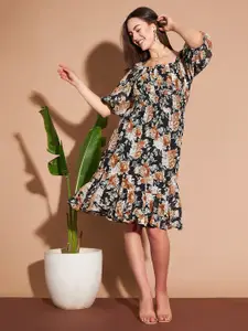 Marie Claire Floral Printed Georgette A-Line Dress