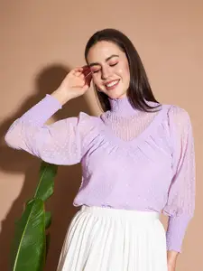 Marie Claire Self Designed High Neck Puff Sleeves Top