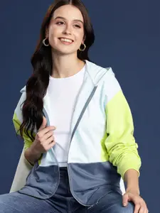 Mast & Harbour Colourblocked Drop-Shoulder Sleeves Hooded Sweatshirt