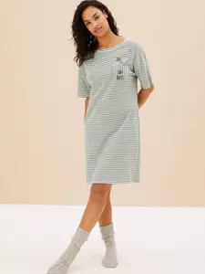 Marks & Spencer Snoopy Striped Pure Cotton T-shirt Nightdress