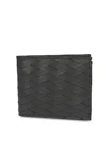 PERKED Men Checked Textured Leather Two Fold Wallet