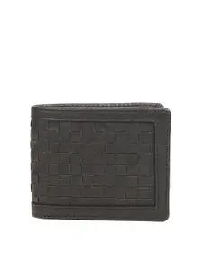 PERKED Men Checked Textured Leather Two Fold Wallet