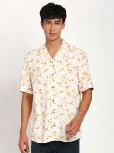 Turtle Floral Printed Relaxed Slim Fit Casual Shirt