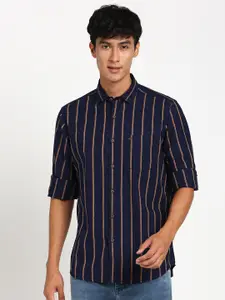 Turtle Vertical Striped Relaxed Slim Fit Pure Cotton Casual Shirt