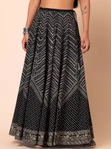 INDYA Bandhani Printed Flared Lehenga Skirt
