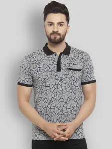 WILD WEST Abstract Printed Polo Collar Cotton T-shirt