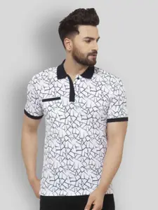 WILD WEST Abstract Printed Polo Collar Pure Cotton T-shirt