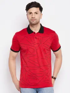 WILD WEST Geometeric Printed Polo Collar Causal T-Shirt