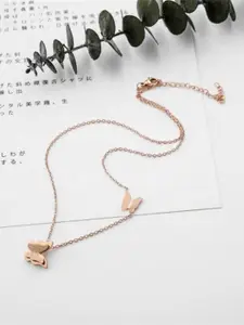 VIEN Rose Gold-Plated Butterfly Necklace
