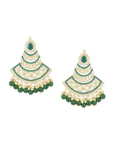 I Jewels Gold-Plated Pearl Kundan Beaded Drop Earrings