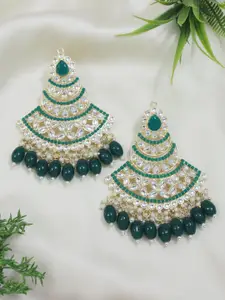 I Jewels Gold-Plated Pearl Kundan Beaded Drop Earrings
