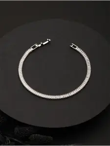 Priyaasi Women Silver-Plated AD Link Bracelet