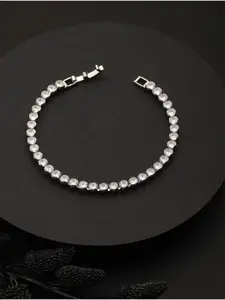 Priyaasi Women Silver-Plated AD Link Bracelet