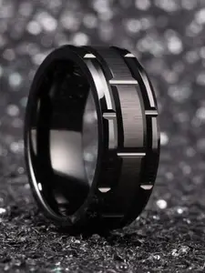 MEENAZ Men Silver-Plated Textured Finger Ring