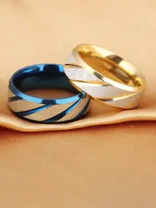 MEENAZ Men Set Of 2 Gold-Plated Finger Rings