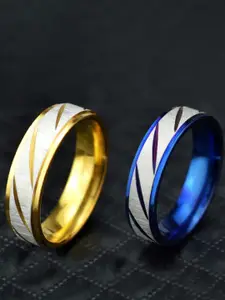 MEENAZ Men Set Of 2 Gold-Plated Finger Ring