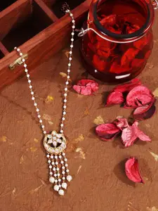 ABDESIGNS Gold-Plated Stone Studded & Beaded Necklace