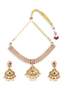 ABDESIGNS Brass Gold-Plated Antique Necklace & Earrings
