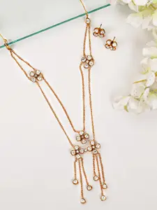 ABDESIGNS Gold-Plated White Polki Necklace Set