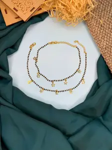 ABDESIGNS Set Of 2 Gold-Plated Beaded Anklets