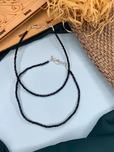 ABDESIGNS Women Set of 2 Silver-Plated Beaded Anklets